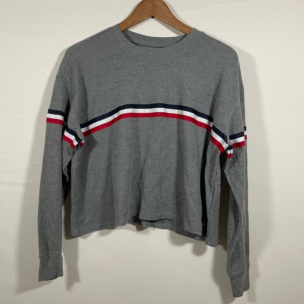 HOLLISTER thermal boyfriend semi-cropped long sleeve top XS
